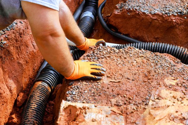 Process of assembling drainage pipes for outflow of rain water storm water in an underground trench